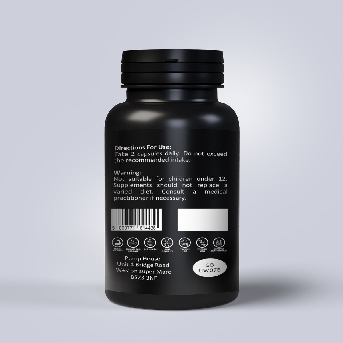 Pump House Collagen 400mg capsules pot, alternative view