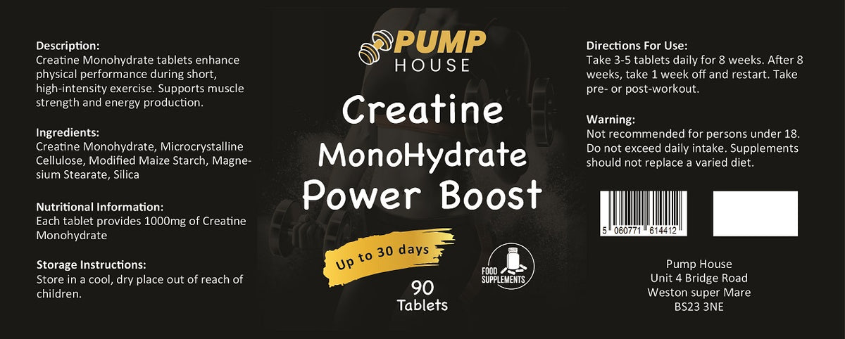 Pump House Creatine Power Boost label artwork