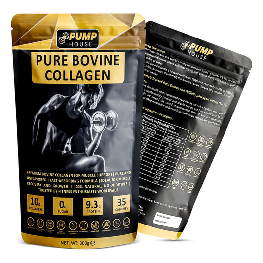 Pump House Pure Bovine Collagen Powder 300g tub, front of pack